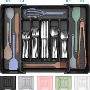 Adjustable cutlery and kitchenware organizer