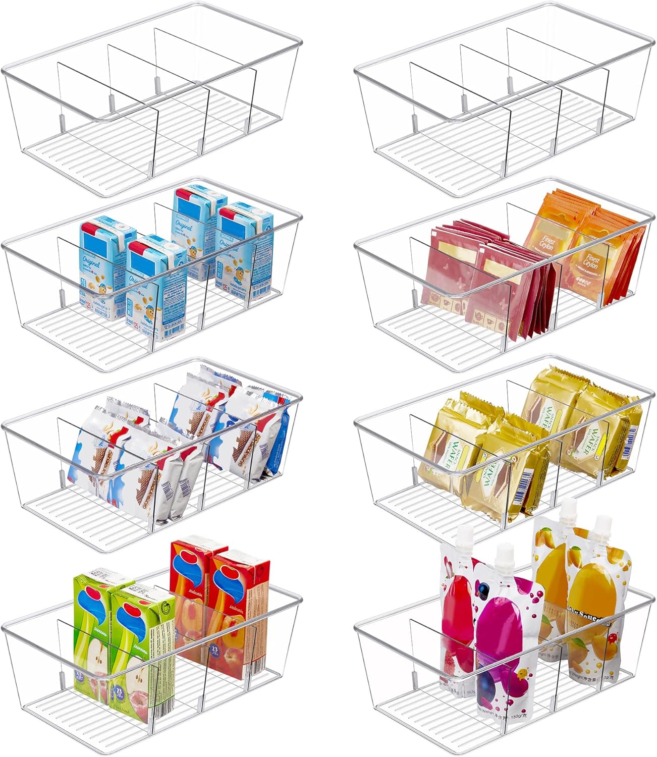 Refrigerator organizer with dividers
